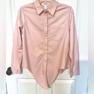 POPSUGAR Coral Button-Up Front Tie Blouse